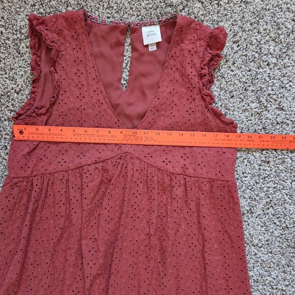 Knox Rose Womens Large Dark Mauve Eyelet Lined Dress Ruffles Cottagecore Romance - Picture 5 of 7